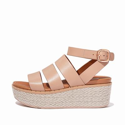 Fitflop Eloise Espadrille Leather - Keilsandaletten Damen - Beige (SCK142893)